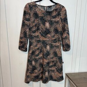 RW&CO. Black Orange Multicolour Patterned Long Sleeve Dress - US6